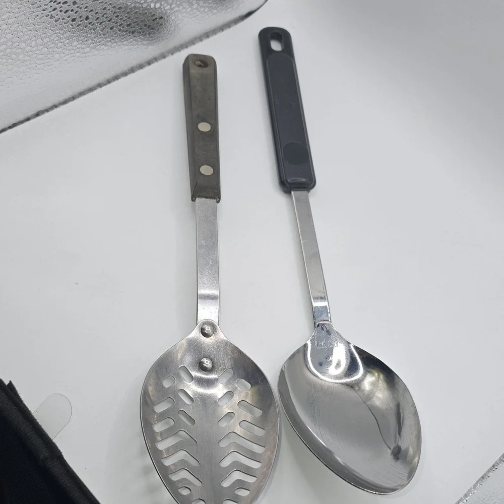 EKCO Stainless Steel Slotted Serving Spoon & Serving Spoon Set Dishwasher Safe